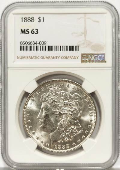 博洋堂“物美丰成”11月精品专场暨第145期（全场包邮） - NGC MS63 美国1888年摩根银币P版，原汁原味，银光闪闪，币面清爽干净又舒适，转光强烈细节优秀，吉祥年份吉祥寓意要发发发。