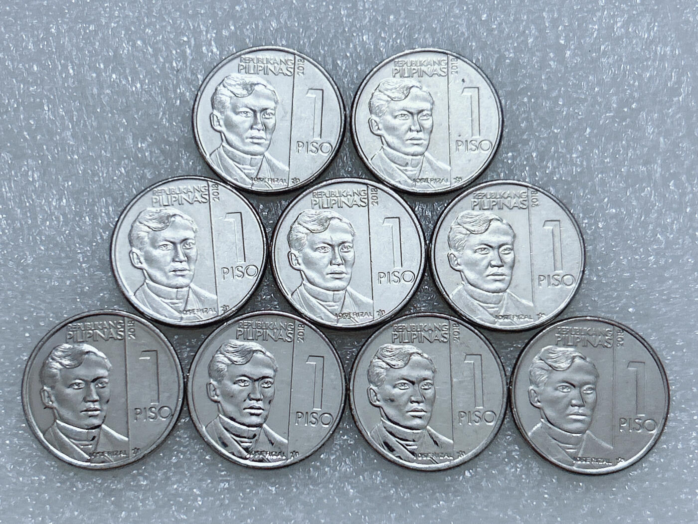 第一海外回流一元起拍收藏 散集专场  第262期 菲律宾1比索国父何塞·黎刹镀镍钢币 9枚 原光好品