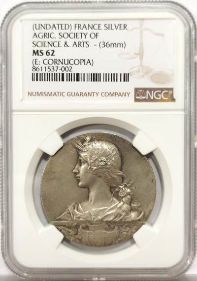 博洋堂“物美丰成”11月精品专场暨第145期（全场包邮） - NGC MS62 法国科学与艺术学会银章，36mm