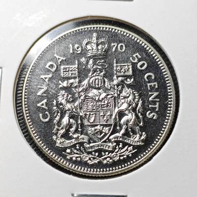 KK钱币收藏小铺  第365场  2月预留时间 周末发货 -  1970加拿大50分 好品