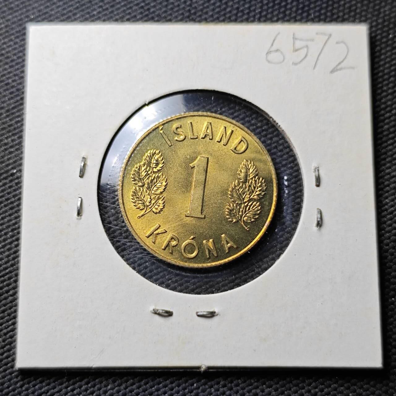 KK钱币收藏小铺  第365场  2月预留时间 周末发货  1974冰岛1克朗 好品