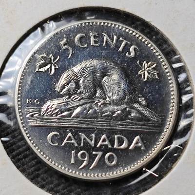 KK钱币收藏小铺  第365场  2月预留时间 周末发货 -  1970加拿大5分 好品