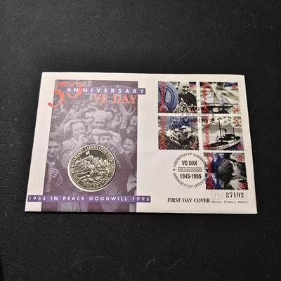 【全场包邮】纯粹捡漏拍475场（免费代拍第12场） - 【邮币封】根西1995年2镑二战胜利50周年克朗型纪念币邮币封