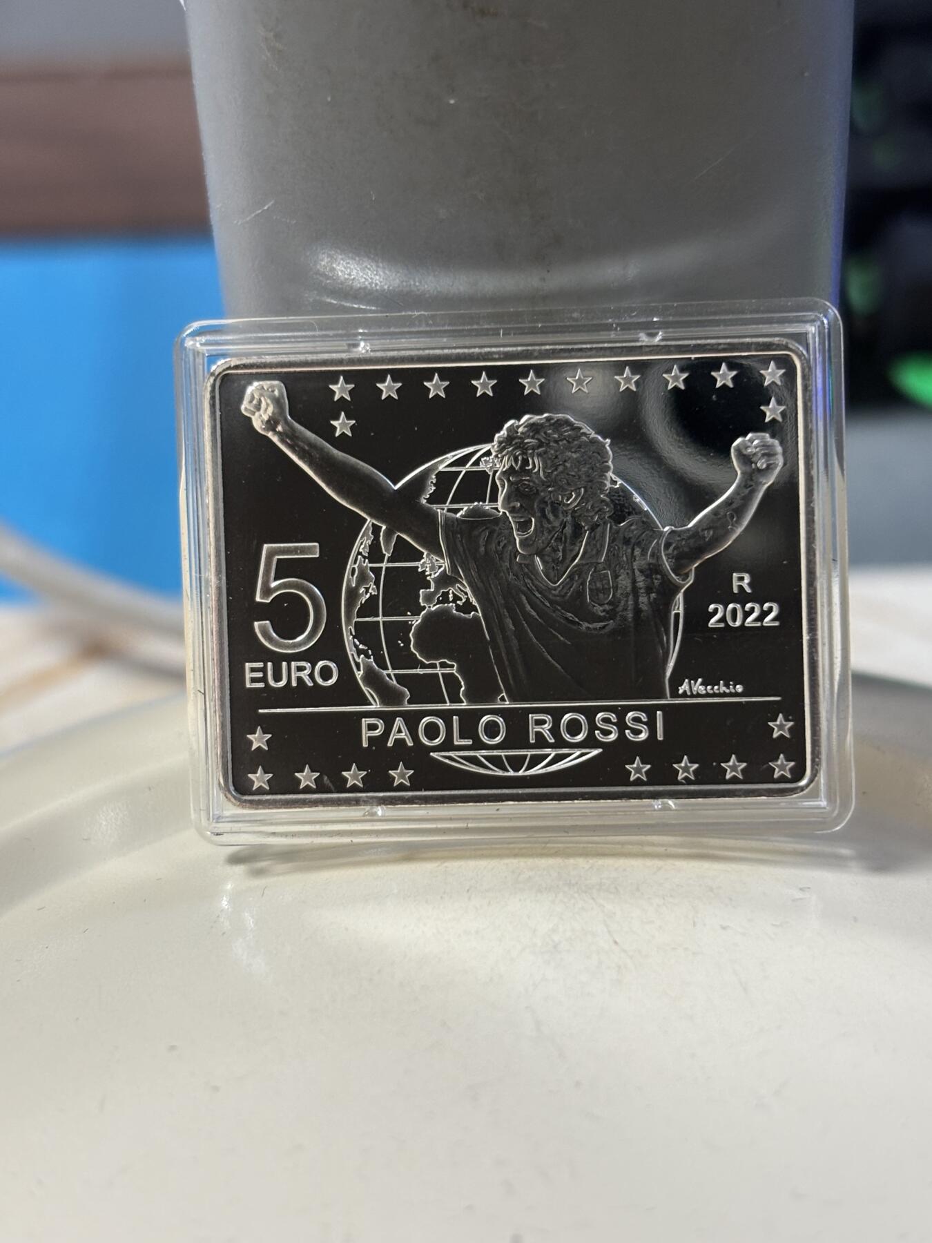 第181期拍卖 意大利2022年足球名将保罗·罗西夺冠40周年银币，925银，18克，发行6000枚