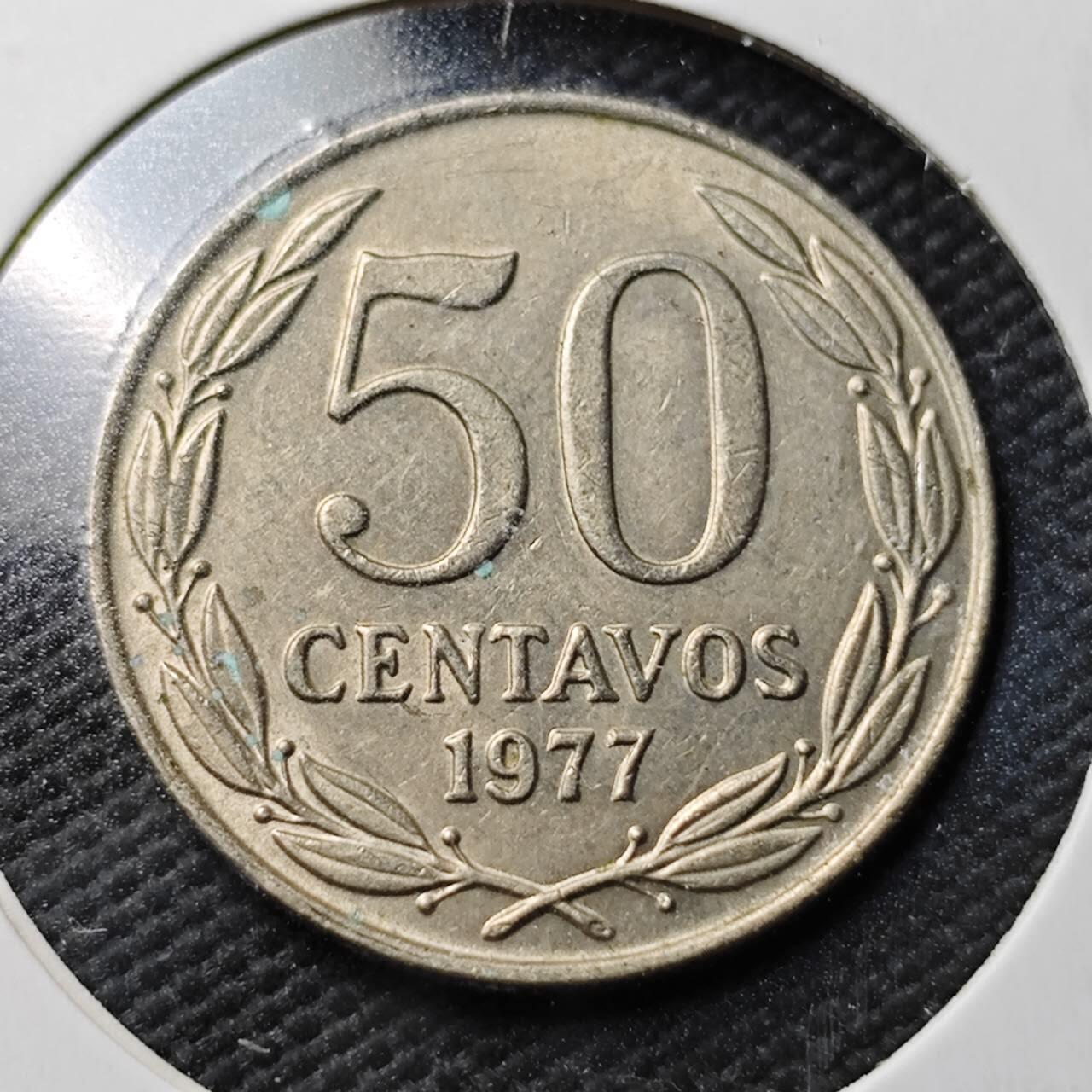 KK钱币收藏小铺  第365场  2月预留时间 周末发货  1977智利50分