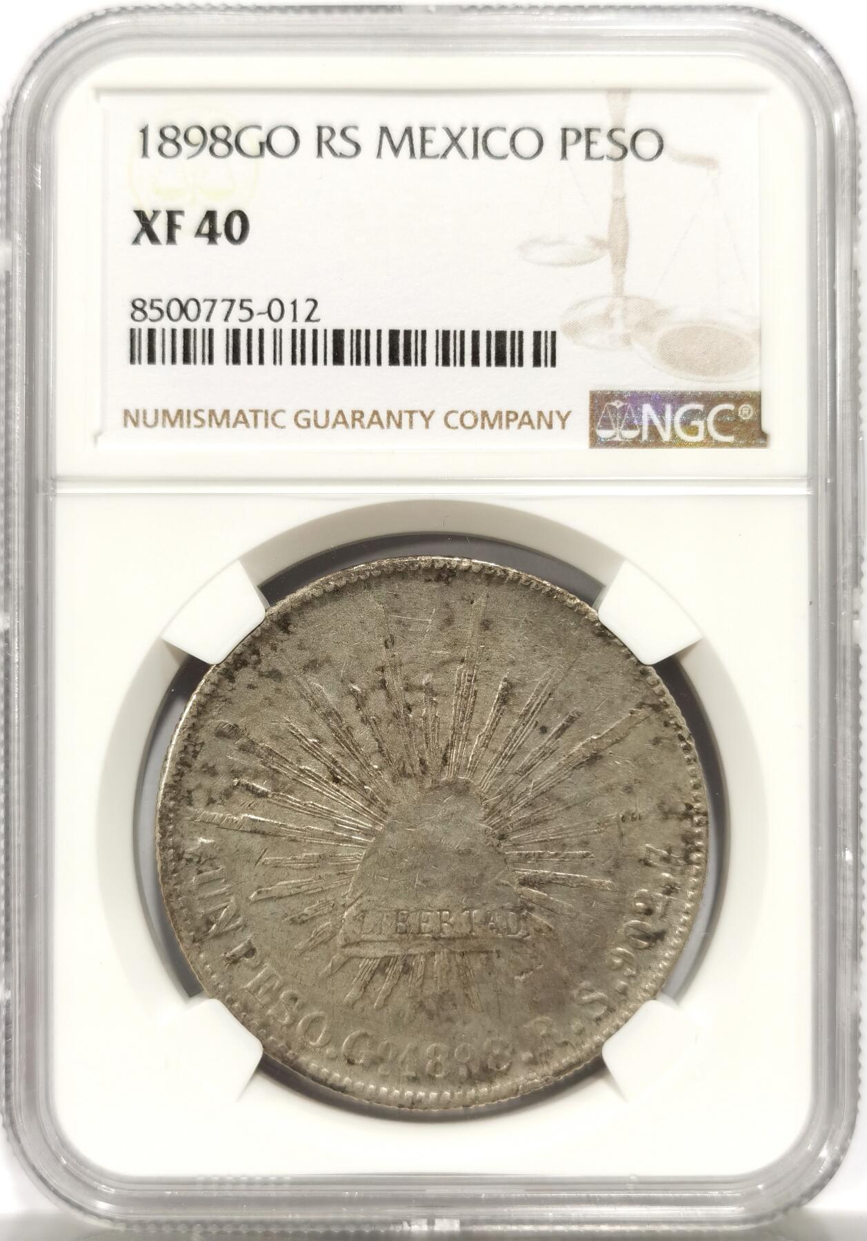 博洋堂世界钱币拍卖第146期（全场包邮） NGC XF40 墨西哥直边鹰洋1898GO RS 原味好品