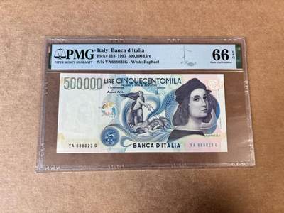 【Blue Auction】世界纸币精拍第746期——18级TOP拍卖/信誉/品质/专业/高效💫 -  【无47】意大利 1997年50万里拉 拉斐尔 PMG66EPQ 