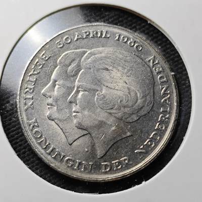 KK钱币收藏小铺  第365场  2月预留时间 周末发货 -  1980荷兰2.5盾纪念币 好品