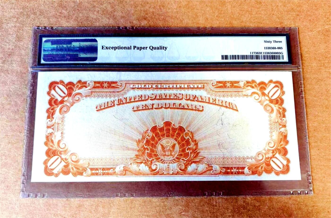 【Blue Auction】世界纸币精拍第746期——18级TOP拍卖/信誉/品质/专业/高效💫 美国 1922年10美金 黄金券 大票幅 金黄色的油墨及凹凸感极佳 美国第一任财政部长迈克尔-希雷加斯 升值品种 PMG63EPQ全新原票 老壳 