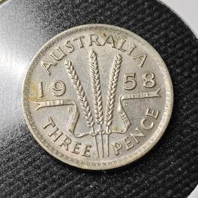 KK钱币收藏小铺  第365场  2月预留时间 周末发货 -  1958澳大利亚3便士银币