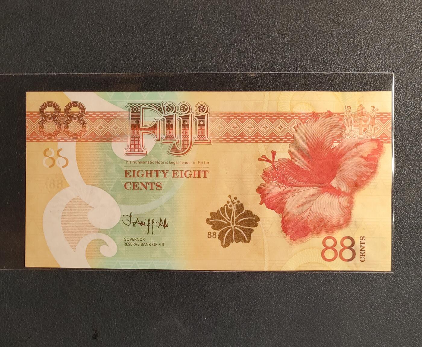中外各国钞、纪念钞、券专场（第三十二场） 2022年88分纸币 斐济财神纪念钞 恭喜发财  老虎头88888吉祥号全新
