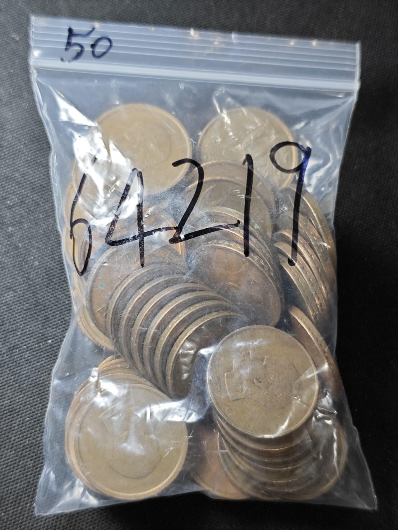 KK钱币收藏小铺  第364场  2月预留时间 周末发货  比利时20法郎铜币一组50枚