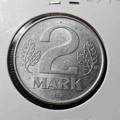 KK钱币收藏小铺  第365场  2月预留时间 周末发货 -  1977东德2马克 带光