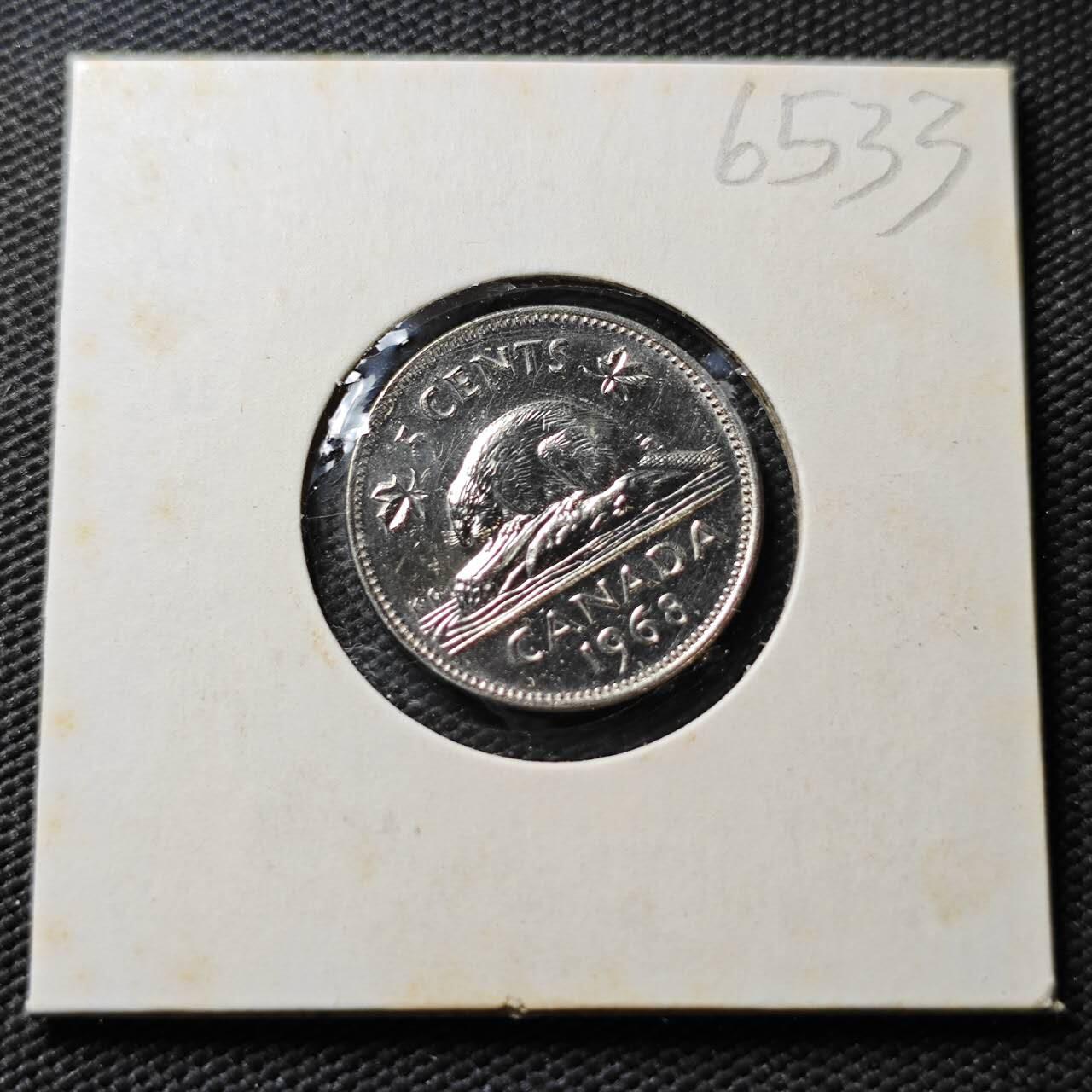 KK钱币收藏小铺  第365场  2月预留时间 周末发货  1968加拿大5分 好品