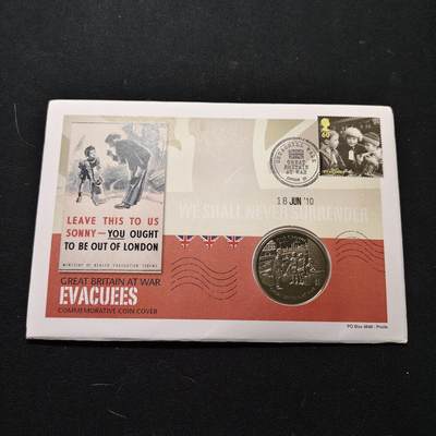 【全场包邮】纯粹捡漏拍475场（免费代拍第12场） - 【邮币封】直布罗陀2010年1克朗战时的英国-人员疏散克朗型纪念币邮币封