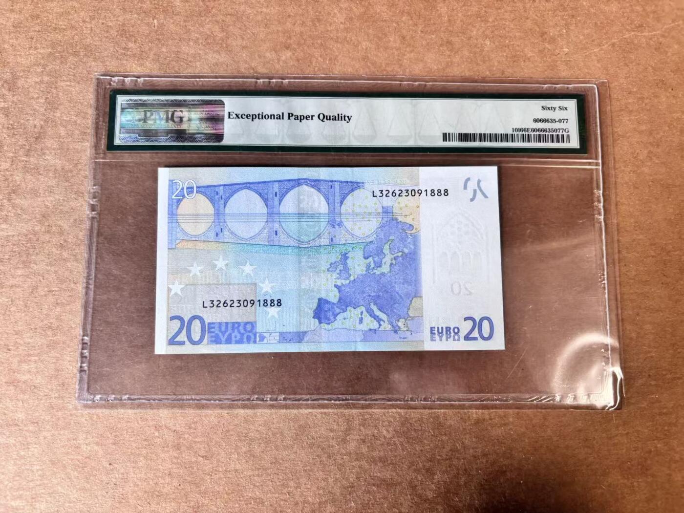 【Blue Auction】世界纸币精拍第746期——18级TOP拍卖/信誉/品质/专业/高效💫 【888豹子号无47】欧盟 2002年20欧元 芬兰版 PMG66EPQ 
