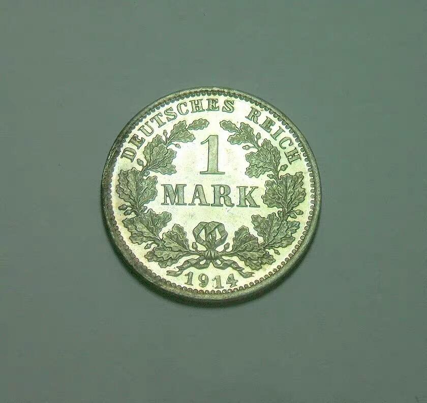 【银】德国一战1914年D版1马克银币 精制PROOF版 极其稀少