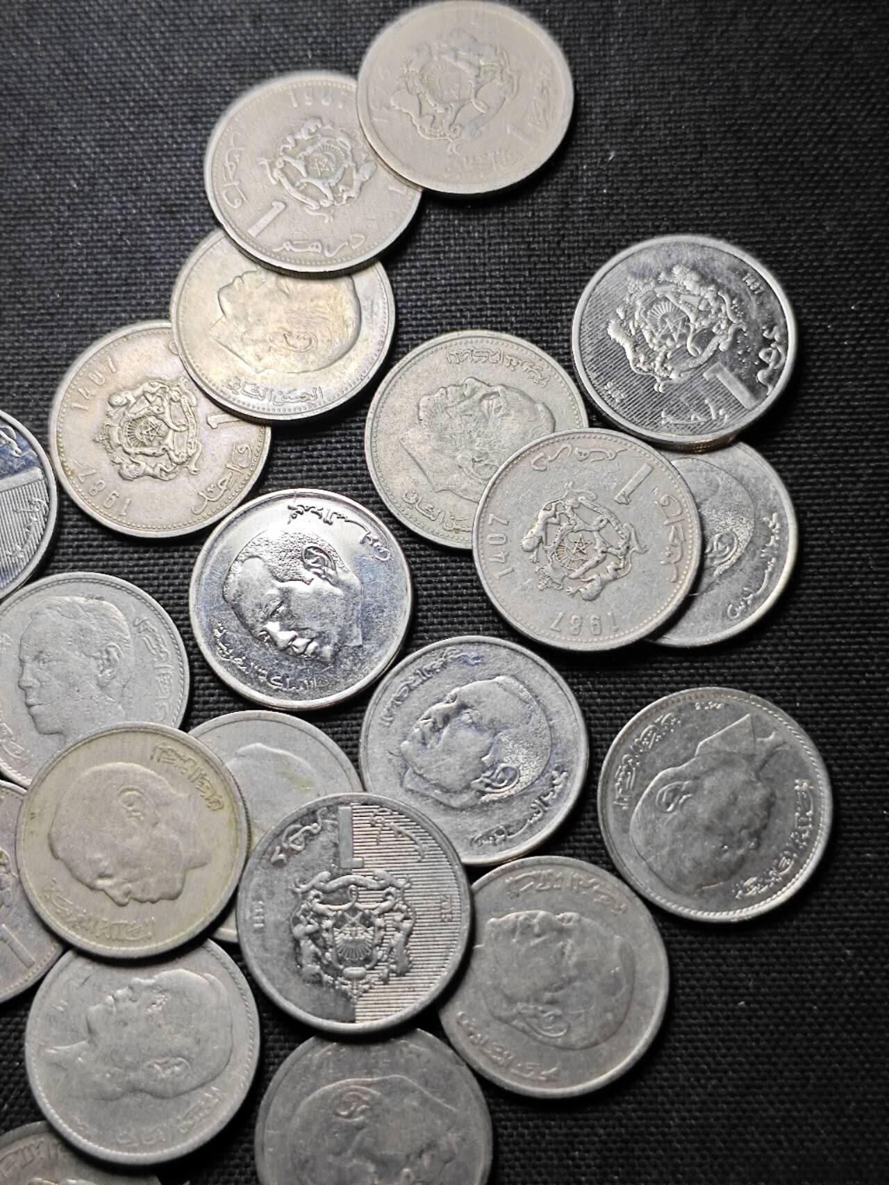 KK钱币收藏小铺  第364场  2月预留时间 周末发货  摩洛哥1迪拉姆，0.5迪拉姆一组40枚