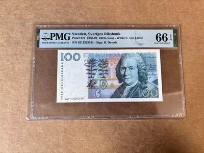 【Blue Auction】世界纸币精拍第746期——18级TOP拍卖/信誉/品质/专业/高效💫 - 【a版】瑞典 1986-92年100克朗  PMG66EPQ 