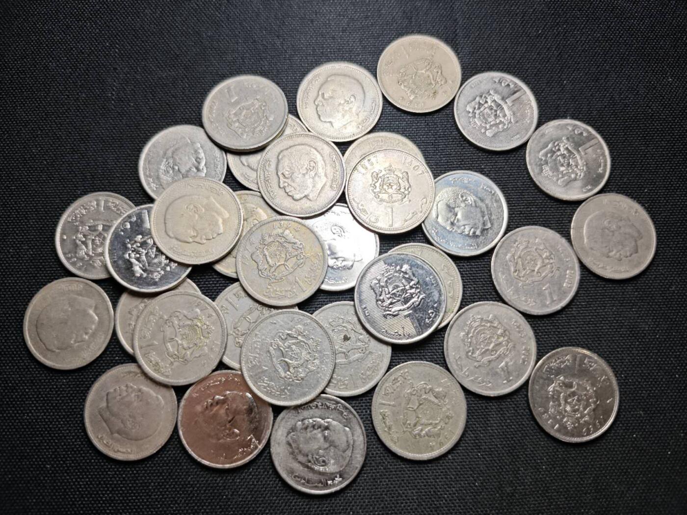 KK钱币收藏小铺  第364场  2月预留时间 周末发货  摩洛哥1迪拉姆，0.5迪拉姆一组40枚