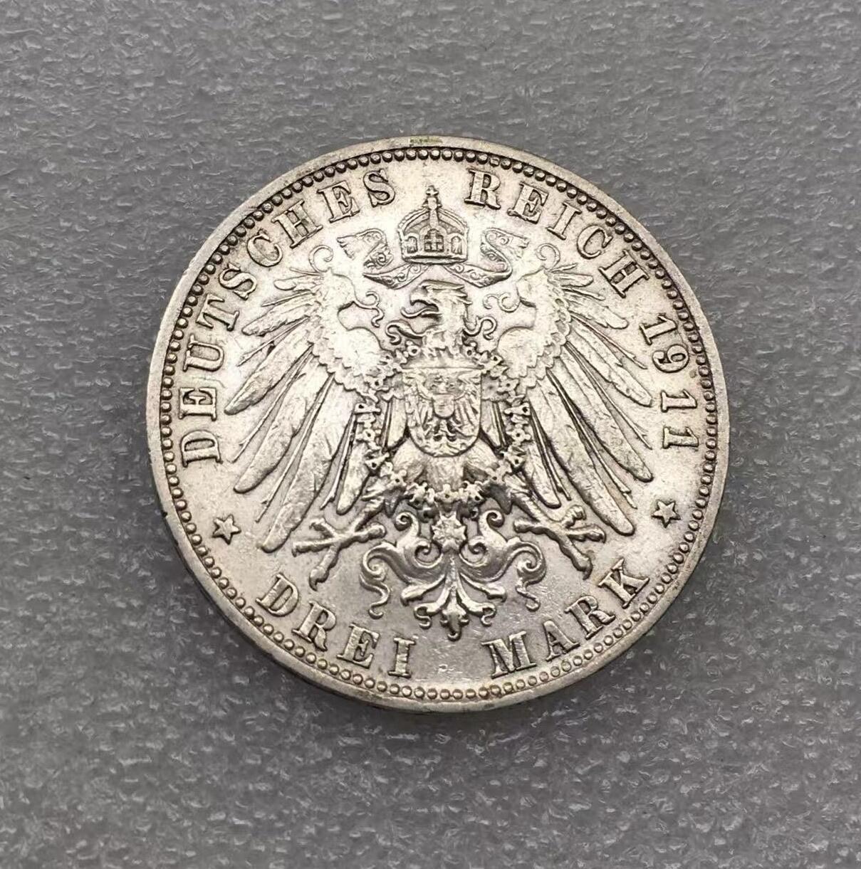 世界钱币专场拍卖 每周二开拍 1911年德国巴伐利亚奥托3马克流通银币