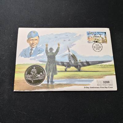 【全场包邮】纯粹捡漏拍475场（免费代拍第12场） - 【邮币封】马恩岛1994年1克朗D-DAY登陆日50周年-英国军队登陆克朗型纪念币邮币封