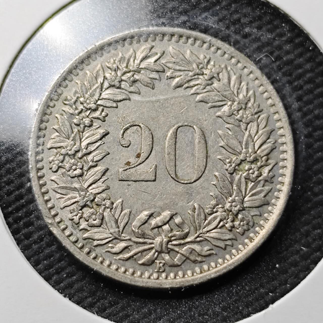 KK钱币收藏小铺  第365场  2月预留时间 周末发货  1955瑞士20分