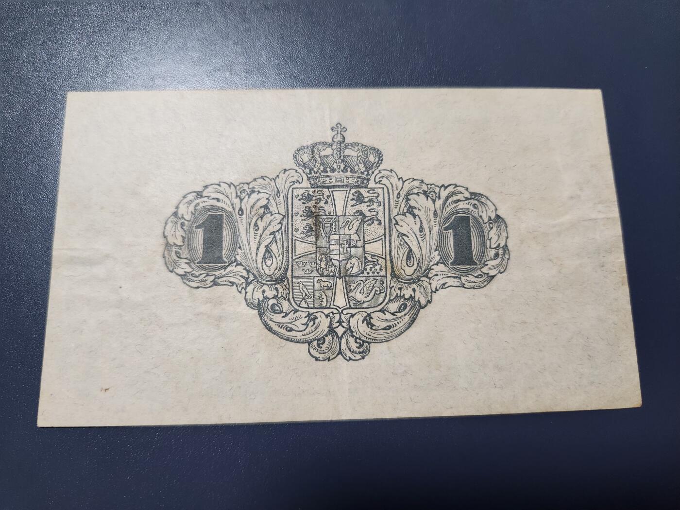 11月8号晚上8点 外国纸币自动截拍第53场 1921年 丹麦 早期 1克朗 纸币 美品原票