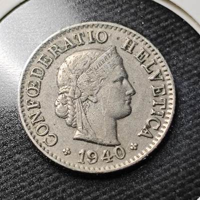 KK钱币收藏小铺  第365场  2月预留时间 周末发货 -  1940瑞士5分镍币 早年份