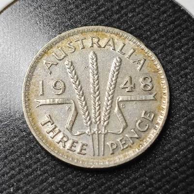 KK钱币收藏小铺  第365场  2月预留时间 周末发货 -  1948澳大利亚3便士银币