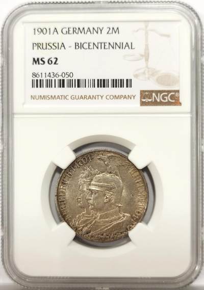 博洋堂“物美丰成”11月精品专场暨第145期（全场包邮） - NGC MS62 德国普鲁士1901年建国纪念2马克银币