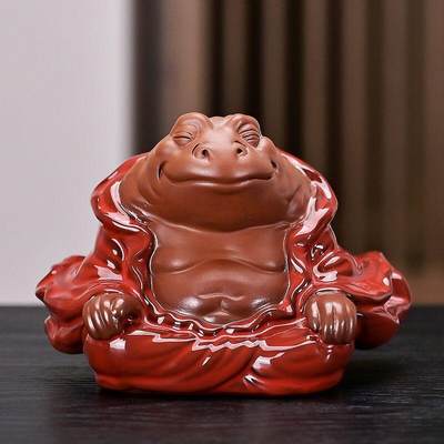 听雨轩（18）精品陶瓷专场 - 紫砂茶宠摆件 紫泥招财金蟾仙