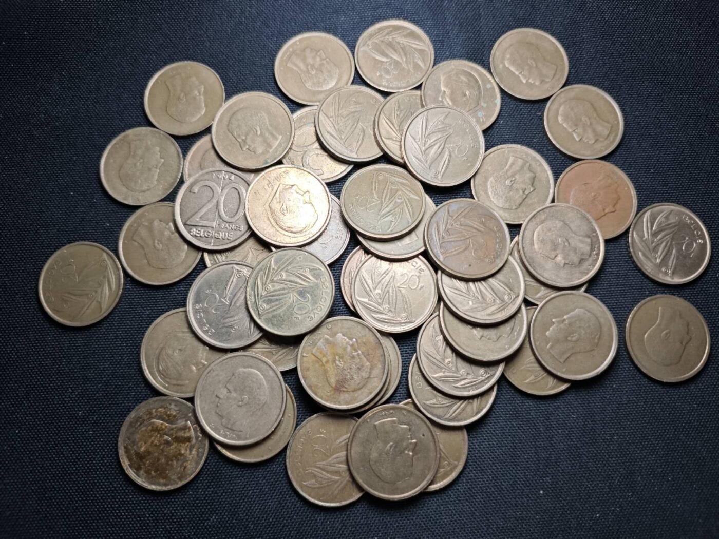 KK钱币收藏小铺  第364场  2月预留时间 周末发货  比利时20法郎铜币一组50枚