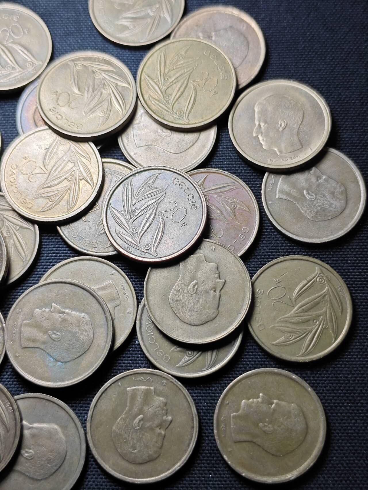 KK钱币收藏小铺  第364场  2月预留时间 周末发货  比利时20法郎铜币一组50枚