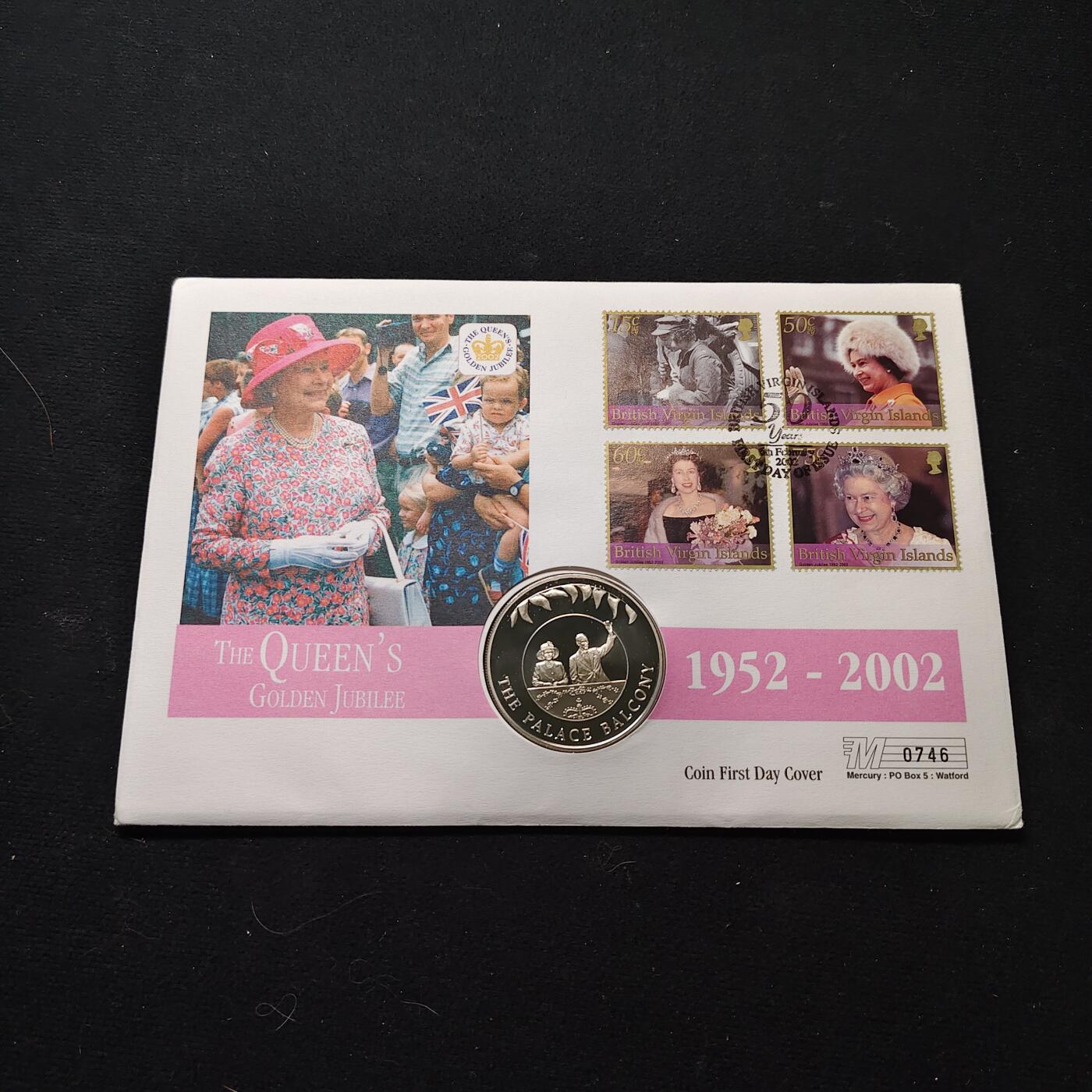 【全场包邮】纯粹捡漏拍475场（免费代拍第12场） 【邮币封】福克兰群岛2002年50便士女王登基50周年宫殿阳台致敬克朗型纪念币邮币封