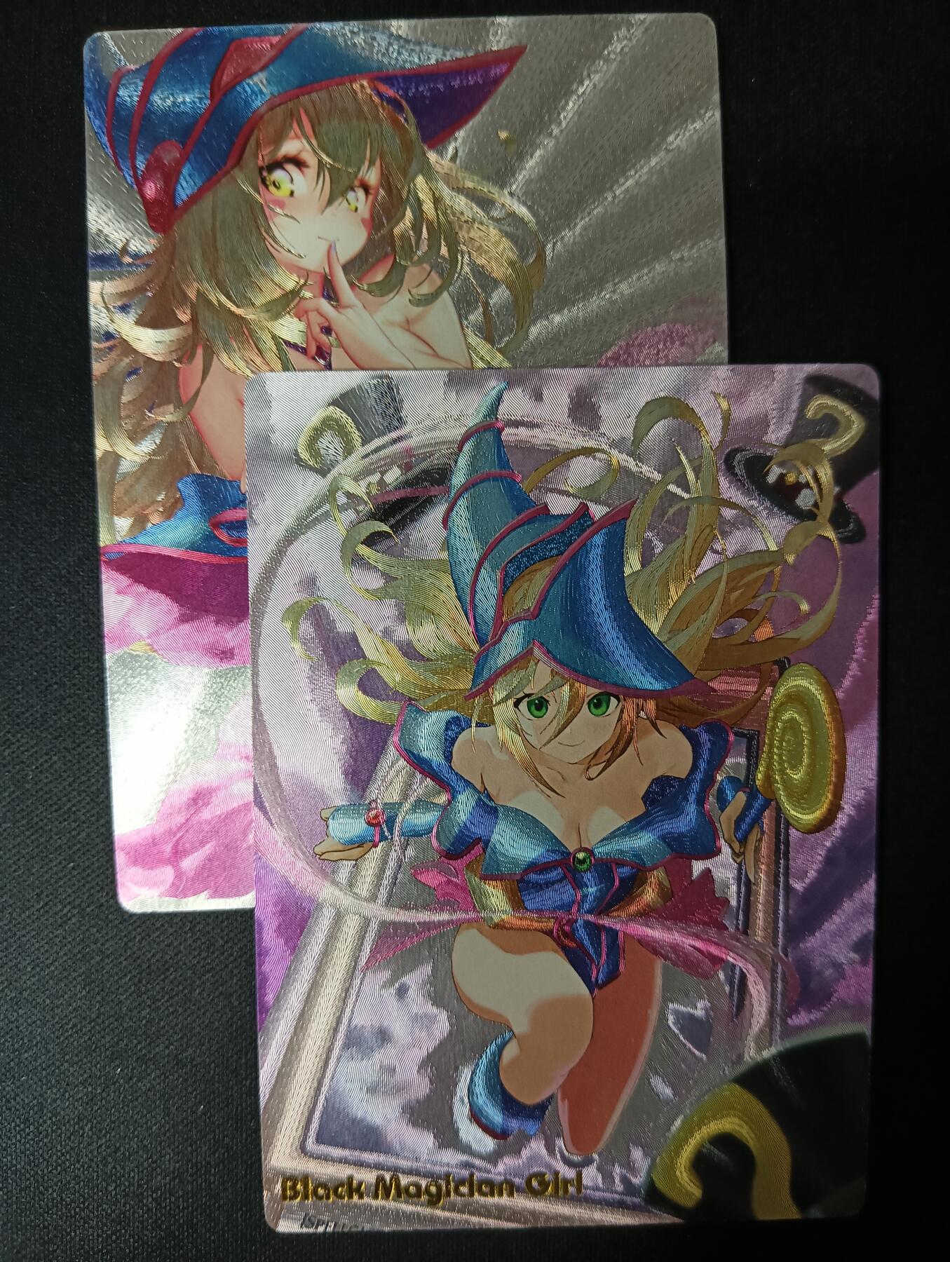 花开卡拍第46期（11月9号周日截拍，品控勿拍!!!拍品不寄存，运费5元，自制卡难免瑕疵，可能存在轻微撞角爆边等出厂瑕疵，品控介意勿拍！） 奇点卡牌 盲包卡 粗闪 游戏王 黑魔导女孩一对