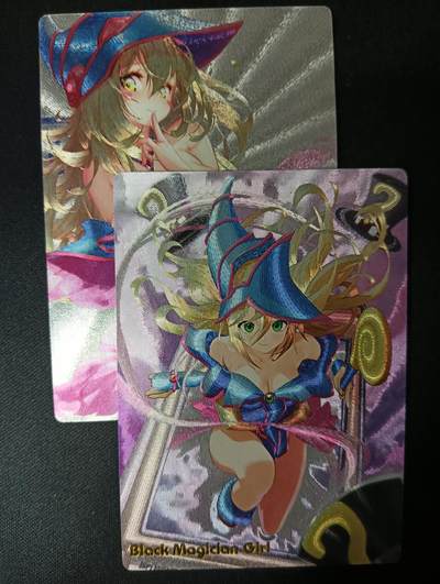 花开卡拍第46期（11月9号周日截拍，品控勿拍!!!拍品不寄存，运费5元，自制卡难免瑕疵，可能存在轻微撞角爆边等出厂瑕疵，品控介意勿拍！） - 奇点卡牌 盲包卡 粗闪 游戏王 黑魔导女孩一对