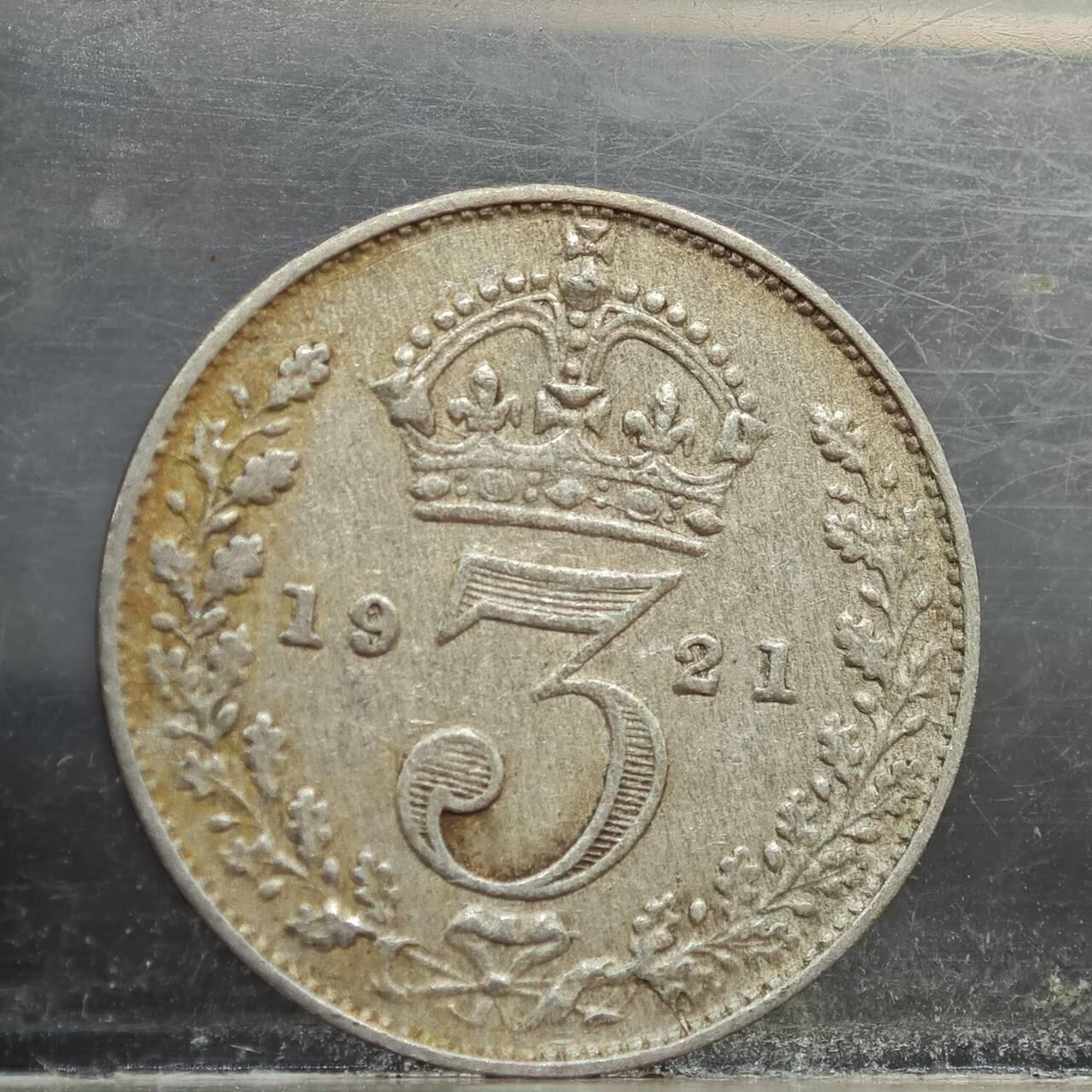 【淘币小摊】实时拍第七百八十九拍   散币场   满百包邮可预留二周 每周一统一发货   英国1921年乔治五世3便士银币