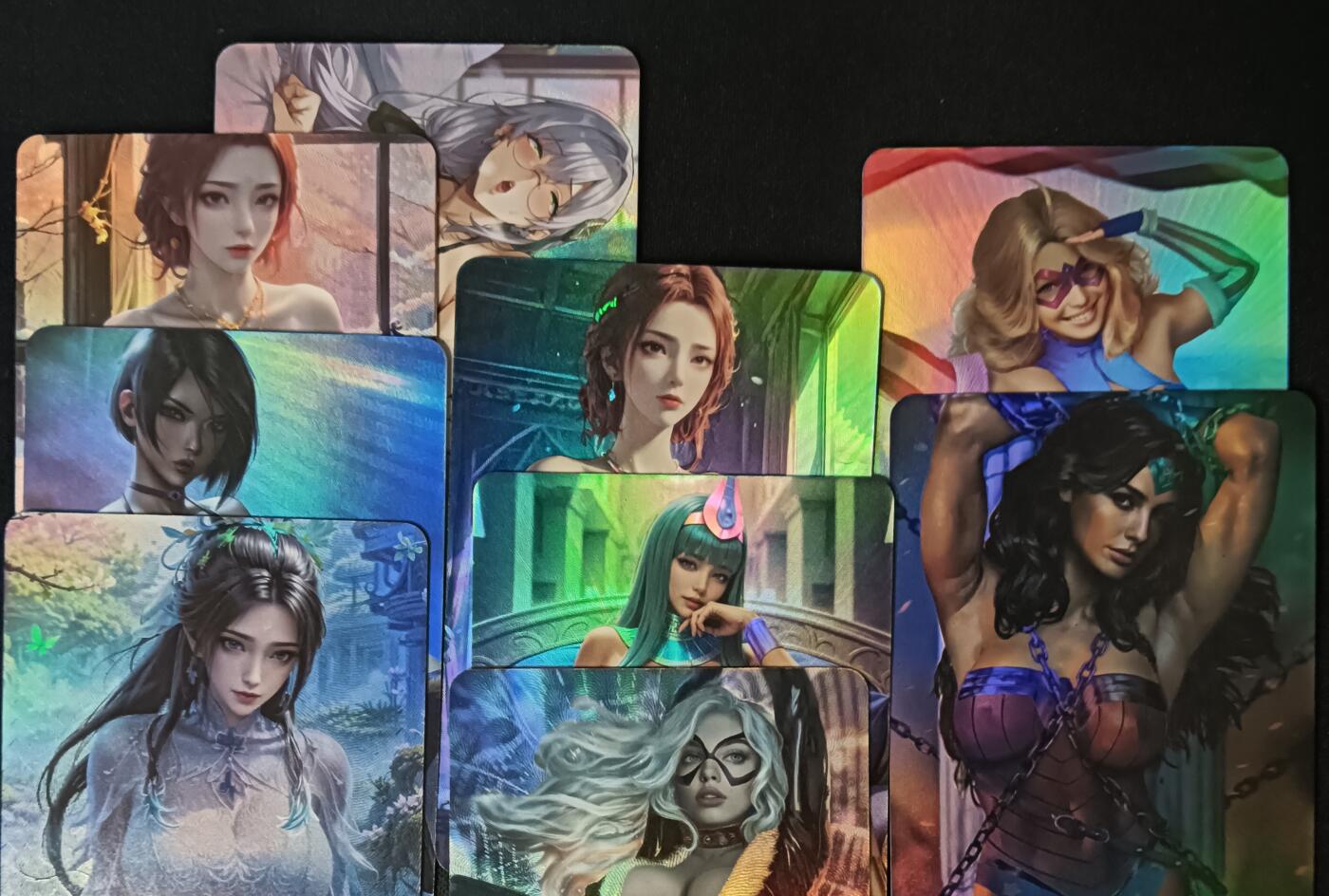 花开卡拍第46期（11月9号周日截拍，品控勿拍!!!拍品不寄存，运费5元，自制卡难免瑕疵，可能存在轻微撞角爆边等出厂瑕疵，品控介意勿拍！） 主任 超性感妹卡 彩闪 9张