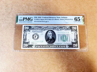 【Blue Auction】世界纸币精拍第746期——18级TOP拍卖/信誉/品质/专业/高效💫 - 美国 1934年20美金 PMG65EPQ 