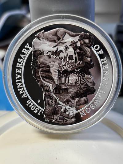 第181期拍卖 - 澳大利亚2017年诗人亨利劳森诞辰150周年5盎司银币，9999银，发行250枚