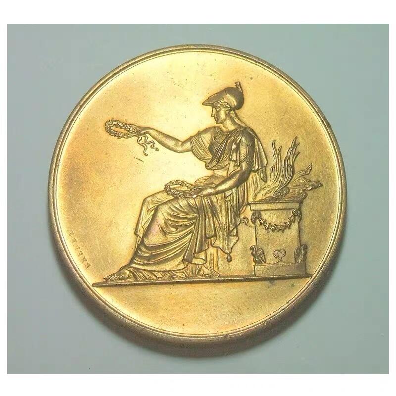 法国1900年 女神玛丽安娜坐像高浮雕精制大镀金章 50MM