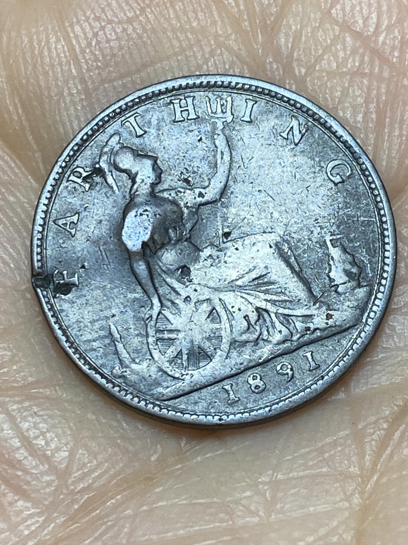 2025年第一百二十四场(总第一百五十场）外国好品散币(免佣金) 英国🇬🇧1891年1法新(维多利亚女王中年桂冠第三版)