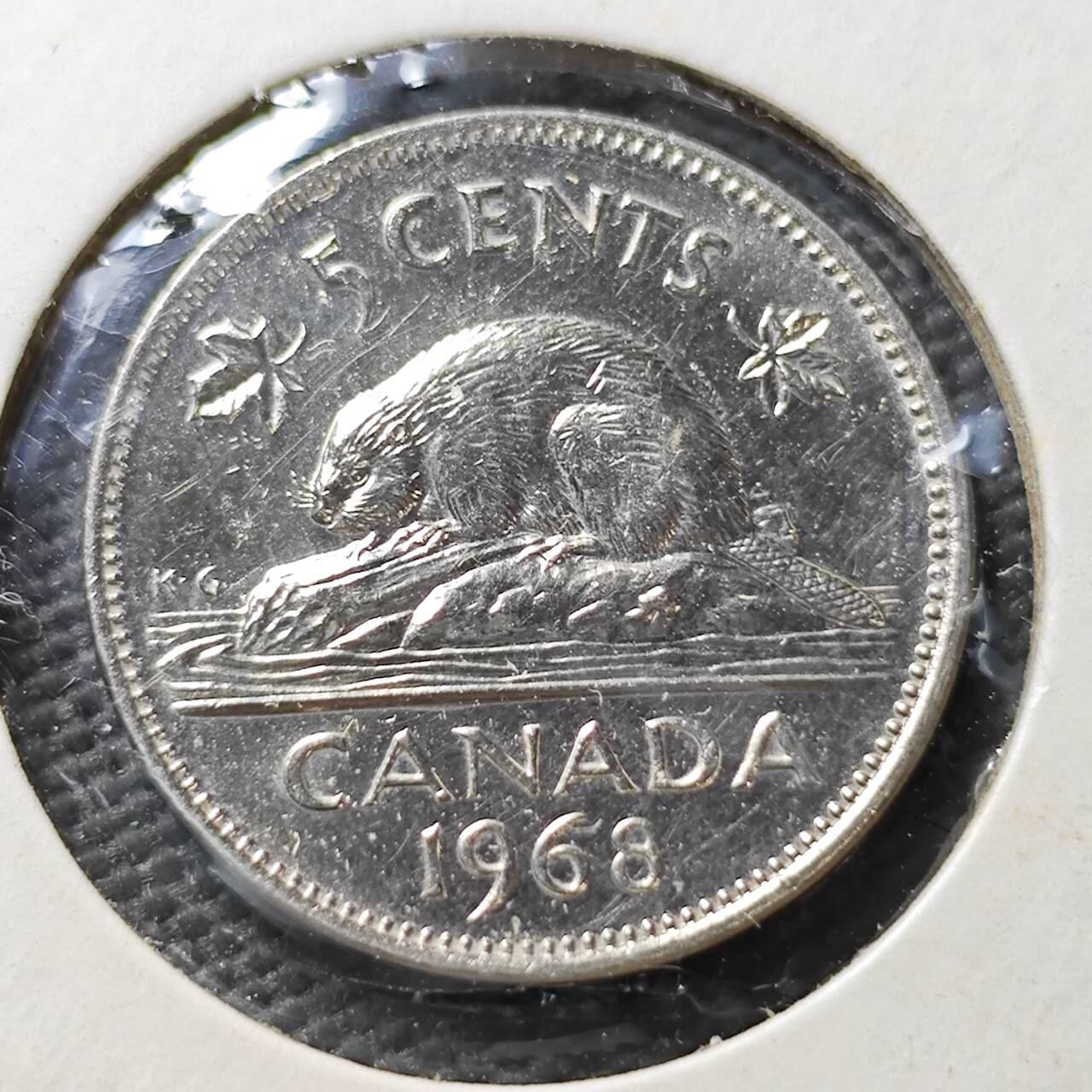 KK钱币收藏小铺  第365场  2月预留时间 周末发货  1968加拿大5分 好品