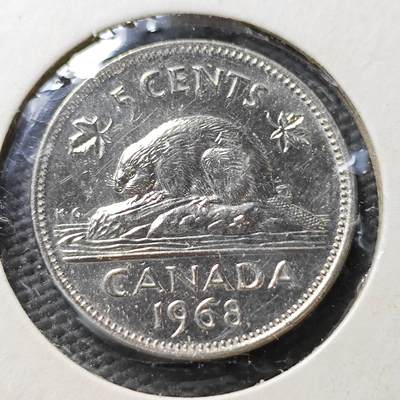 KK钱币收藏小铺  第365场  2月预留时间 周末发货 -  1968加拿大5分 好品