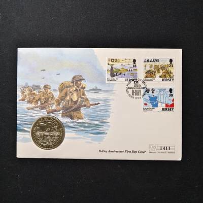 【全场包邮】纯粹捡漏拍475场（免费代拍第12场） - 【邮币封】奥尔德尼1994年2镑D-DAY登陆日50周年克朗型纪念币邮币封