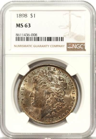 博洋堂“物美丰成”11月精品专场暨第145期（全场包邮） - NGC MS63 美国1898年摩根1美圆银币 双面彩