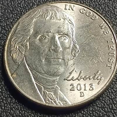 泉币菌-第128场-精品福利场(115场之后的本周末发货，感谢理解) - 美国杰弗逊5分,签字款,重5g直径21.21mm