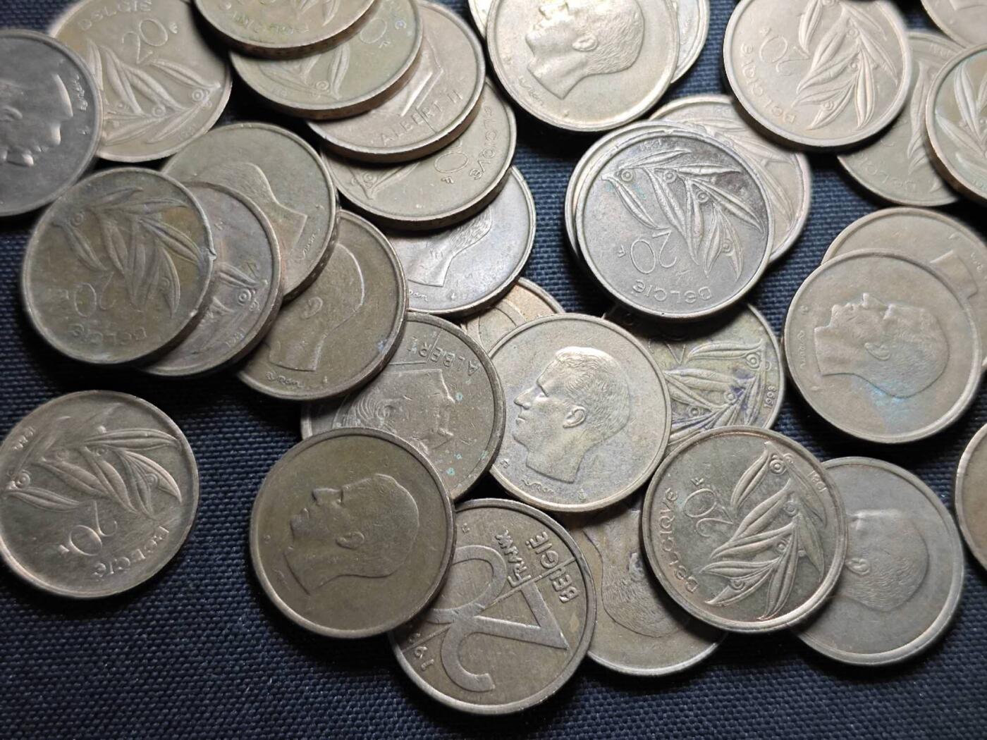 KK钱币收藏小铺  第364场  2月预留时间 周末发货  比利时20法郎铜币一组50枚