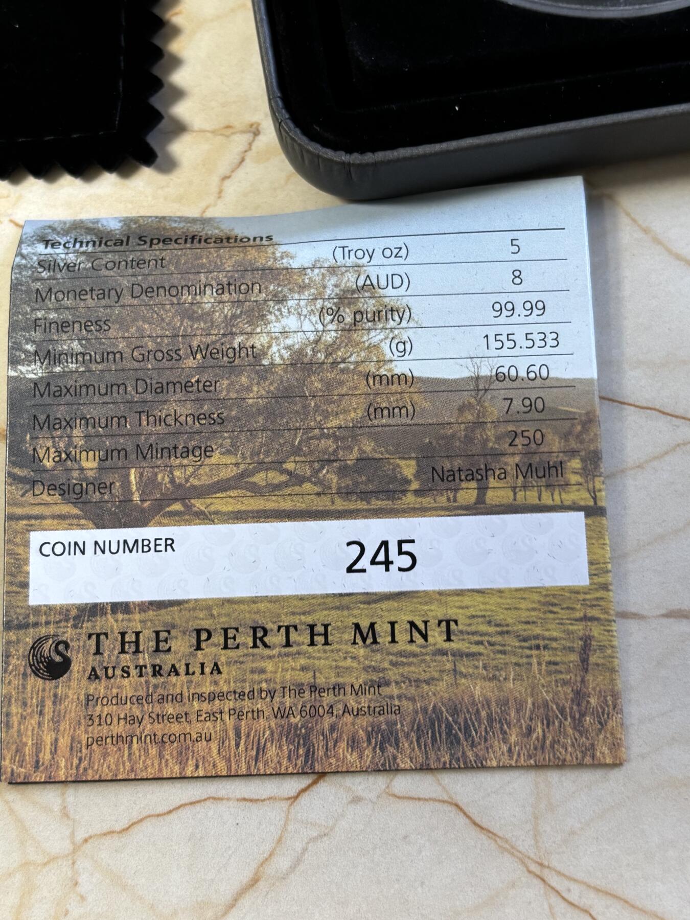 第181期拍卖 澳大利亚2017年诗人亨利劳森诞辰150周年5盎司银币，9999银，发行250枚